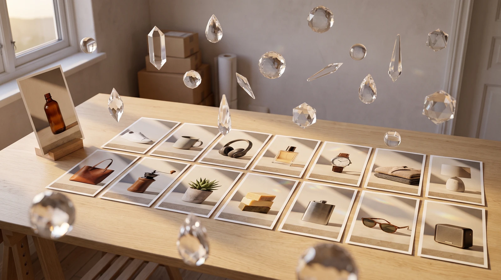 Grid showing 14 product images being transformed simultaneously with Nano Banana AI style transfer